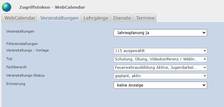 Die Termine können nach Bedarf in syBOS gefiltert werden